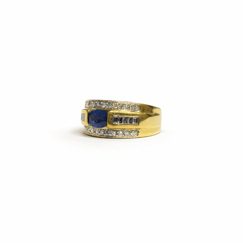 Bague 55 Bague bandeau saphir en or jaune 18K 58 Facettes REF2573-341