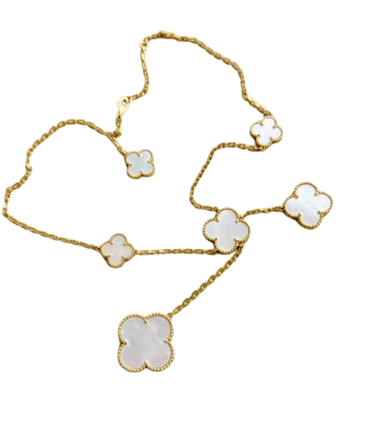 Van Cleef & Arpels Magic Alhambra - Halskæde med 6 motiver i gult guld og perlemor 