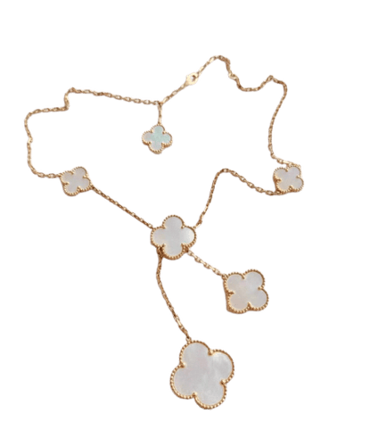 Van Cleef & Arpels Magic Alhambra - Halskæde med 6 motiver i gult guld og perlemor 