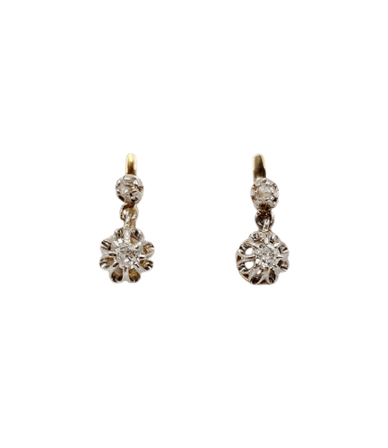 Boucles d'oreilles Dormeuses anciennes en or 18k, platine et diamants 58 Facettes A07232