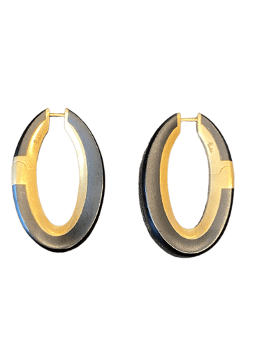 Boucles d'oreilles Pomellato Vintage - Boucles d'oreilles créoles en or 18 ct et ébène 58 Facettes LP249