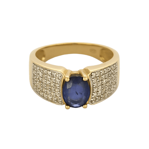 Bague 54 Bague en or jaune et or blanc, saphir et diamants 58 Facettes B260244