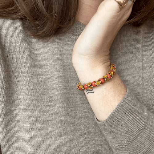 Bracelet Jean et Pierre Bellin - Bracelet en or jaune et corail rouge 58 Facettes REF23101-123
