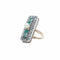 Bague 52.5 Bague rectangulaire perle, émeraudes et diamants en or rose et argent 58 Facettes REF2207