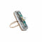Bague 52.5 Bague rectangulaire perle, émeraudes et diamants en or rose et argent 58 Facettes REF2207