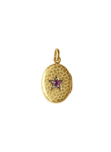 Pendentif Médaillon étoile - Pendentif en or jaune, rubis, saphir et diamants 58 Facettes
