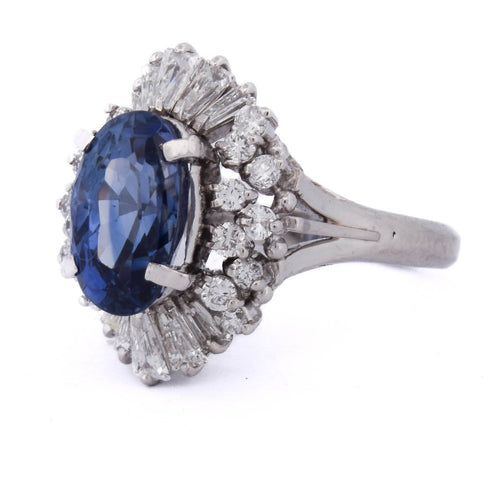 Bague 55 Bague vintage en platine 900, saphir et diamants 58 Facettes AN580 '(00029)