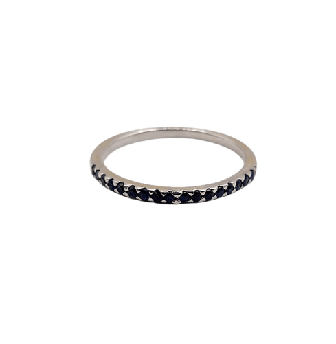 Half-eternity ring vintage - 18K white gold ring with blue sapphires 