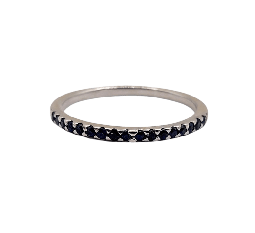 Half-eternity ring vintage - 18K white gold ring with blue sapphires 