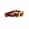 Bracelet Chanel - Bracelet gourmette en métal doré et cuir rouge bordeaux 58 Facettes REF23107-129