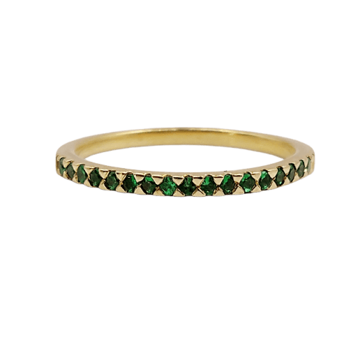 Bague 49.5 Demi-alliance vintage en or 18k et grenats tsavorites 58 Facettes A07414