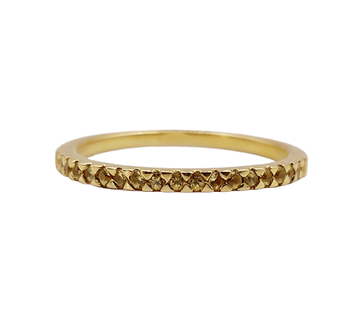 Bague 49.5 Demi-alliance vintage en or 18k et saphirs jaunes 58 Facettes A07415