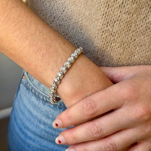 Bracelet Bracelet articulé - Bracelet en or gris et diamants 58 Facettes REF23109-131