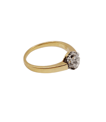 Bague 52 Bague solitaire en or 18k, platine et diamant taille ancienne 58 Facettes A07418