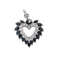 Pendente Cuore in oro grigio, diamanti e zaffiri 