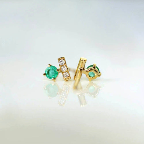 Boucles d'oreilles T for Tulip - Boucles d'oreilles en or 18K, émeraudes et diamants 58 Facettes GER1015GN