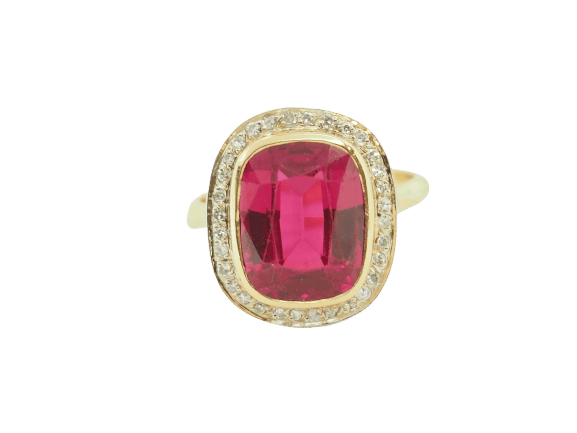 Bague 55 Bague Art nouveau en or jaune, rubis de Verneuil et diamants 58 Facettes 33793