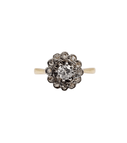 Bague 50.5 Bague marguerite en or 18k, platine et diamants 58 Facettes A07422