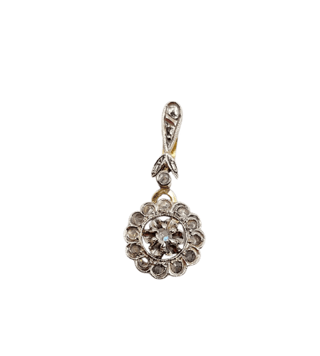 Přívěsek Sedmikráska kolem roku 1900 z 18k zlata a diamantů s růžovým brusem 