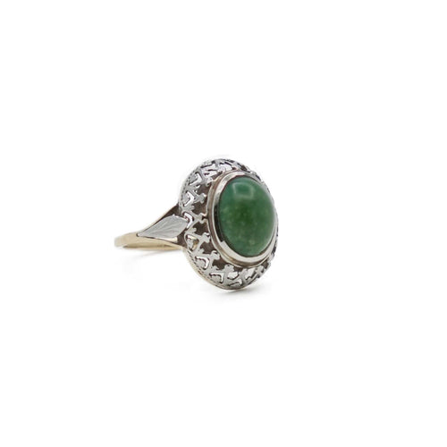 Bague 52.5 Bague turquoise verte en or jaune et or gris 18K 58 Facettes REF2306