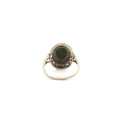 Bague 52.5 Bague turquoise verte en or jaune et or gris 18K 58 Facettes REF2306