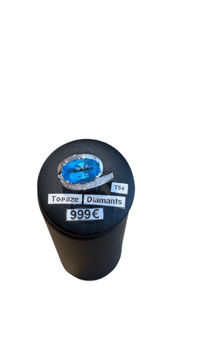Bague 54 Bague en or blanc, topaze et diamants 58 Facettes Bague 001