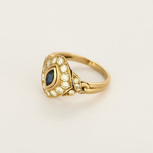 Bague 57 Bague en or jaune avec saphir et diamants 58 Facettes B260339