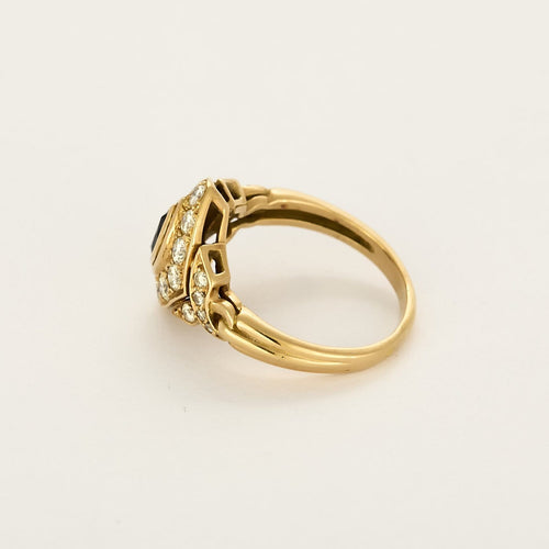 Bague 57 Bague en or jaune avec saphir et diamants 58 Facettes B260339