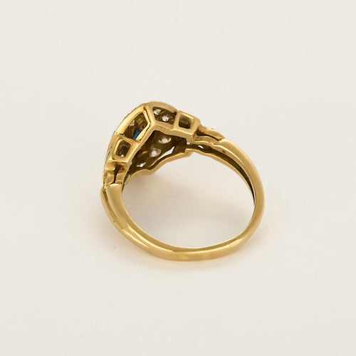 Bague 57 Bague en or jaune avec saphir et diamants 58 Facettes B260339
