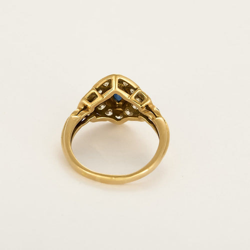 Bague 57 Bague en or jaune avec saphir et diamants 58 Facettes B260339
