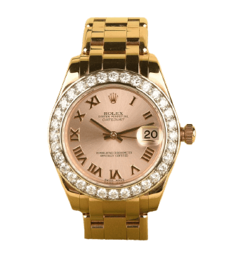 Rolex Datejust – hodinky 34 mm z růžového zlata a diamantů 
