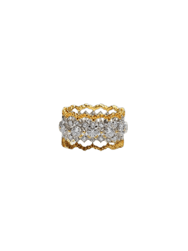 Bague 51 Buccellati Rombi - Bague en or jaune, or blanc et diamants 58 Facettes jnci112