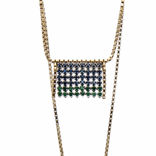 Collier Collier à franges d'émeraudes et saphirs en or jaune 58 Facettes REF2363-85