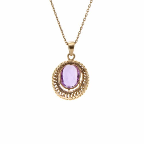 Pendentif Pendentif améthyste ovale en or jaune 18K 58 Facettes REF2367-89