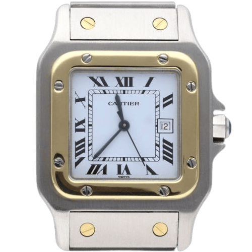 Cartier Santos Galbée - Sarı altın ve çelik saat 