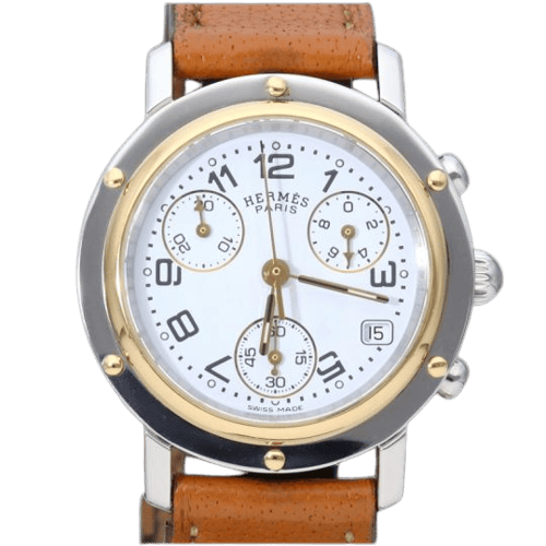 Montre Hermès Clipper Chronograph - Montre en acier 58 Facettes MT44340