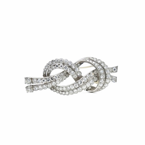 Boucles d'oreilles Noeud - Clip de revers en or gris et platine, diamants 58 Facettes REF23108-130