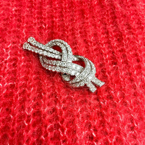 Boucles d'oreilles Noeud - Clip de revers en or gris et platine, diamants 58 Facettes REF23108-130