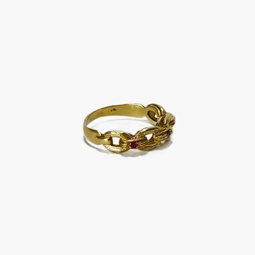Bague 53 Bague chaîne en or et rubis 58 Facettes REF24021-185