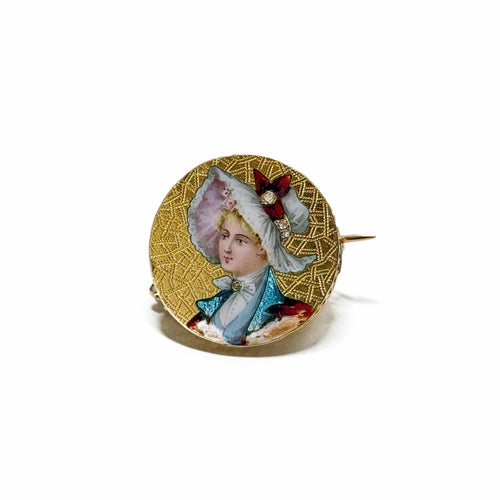 Broche Broche femme au chapeau en or jaune 18K et diamants 58 Facettes REF24024-188