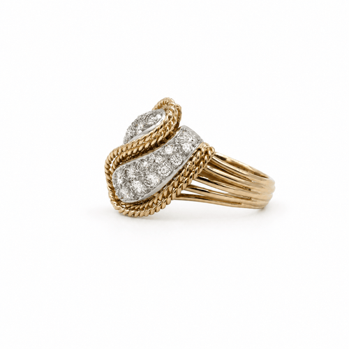 Bague Bague vintage en or jaune, platine et diamants 58 Facettes 1.0001490/1