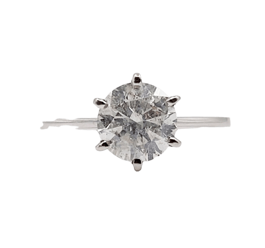Bague 51 Bague solitaire vintage en or blanc 14k et diamant 58 Facettes A07446