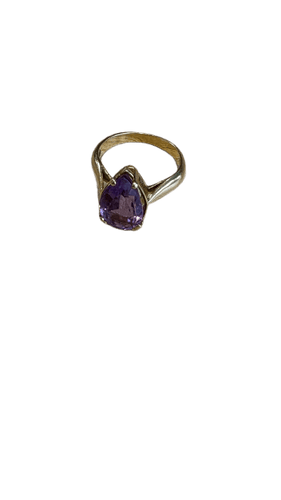 Bague 52 Bague en or jaune et améthyste poire 58 Facettes Bague 001