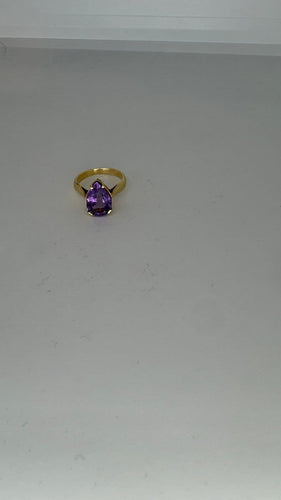 Bague 52 Bague en or jaune et améthyste poire 58 Facettes Bague 001