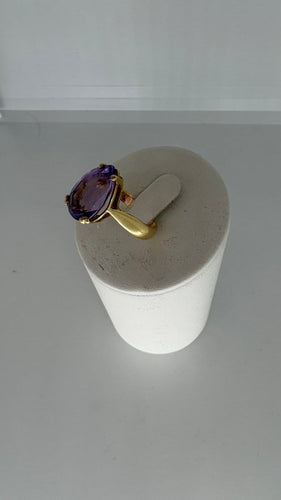 Bague 52 Bague en or jaune et améthyste poire 58 Facettes Bague 001