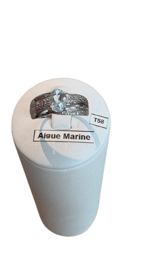 Bague 58 Bague en or blanc et aigue-marine 58 Facettes Bague 001