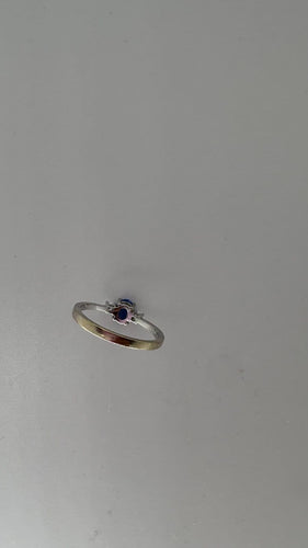 Bague 54 Bague en or blanc avec saphir et diamants 58 Facettes Bague 001
