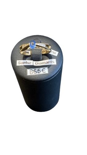 Bague 56 Bague saphir et diamants en or jaune 58 Facettes Bague 001