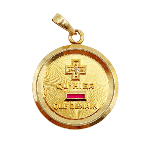Pendentif Augis - Pendentif médaille d'amour en or 18k, diamant et rubis 58 Facettes A07471