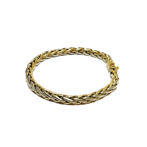 Bracelet Bracelet souple deux ors en or jaune et or gris 58 Facettes REF24058-221